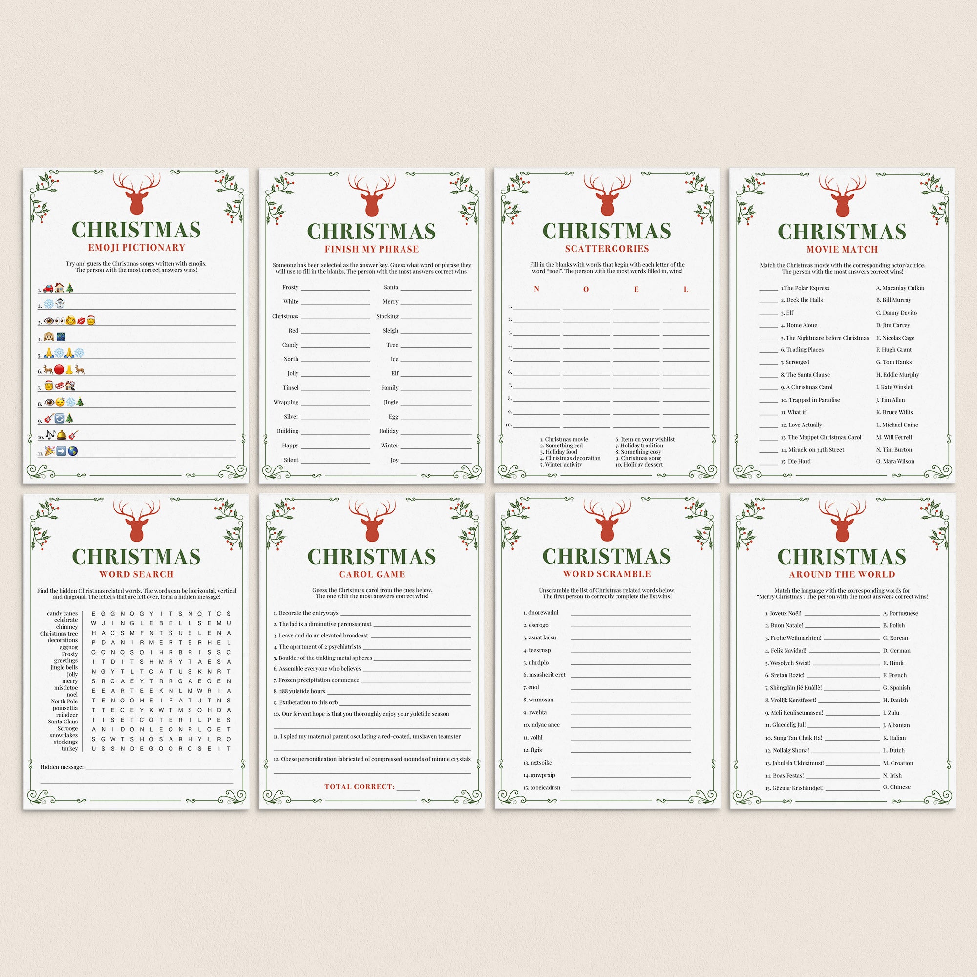 8 Popular Christmas Games to Print at Home by LittleSizzle