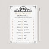 Adult Halloween Party Game This or That Printable by LittleSizzle