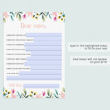 Floral Wishes For Mom Cards Instant Download