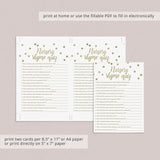 Gold Baby Shower Game Bundle Printable & Virtual