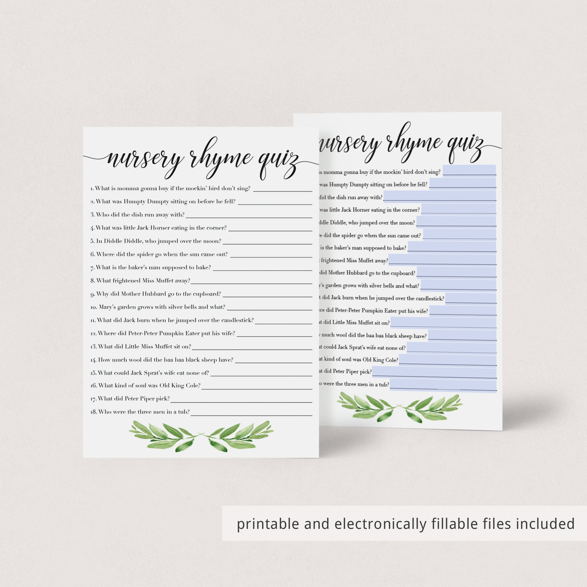 Virtual baby shower game nursery rhyme quiz by LittleSizzle