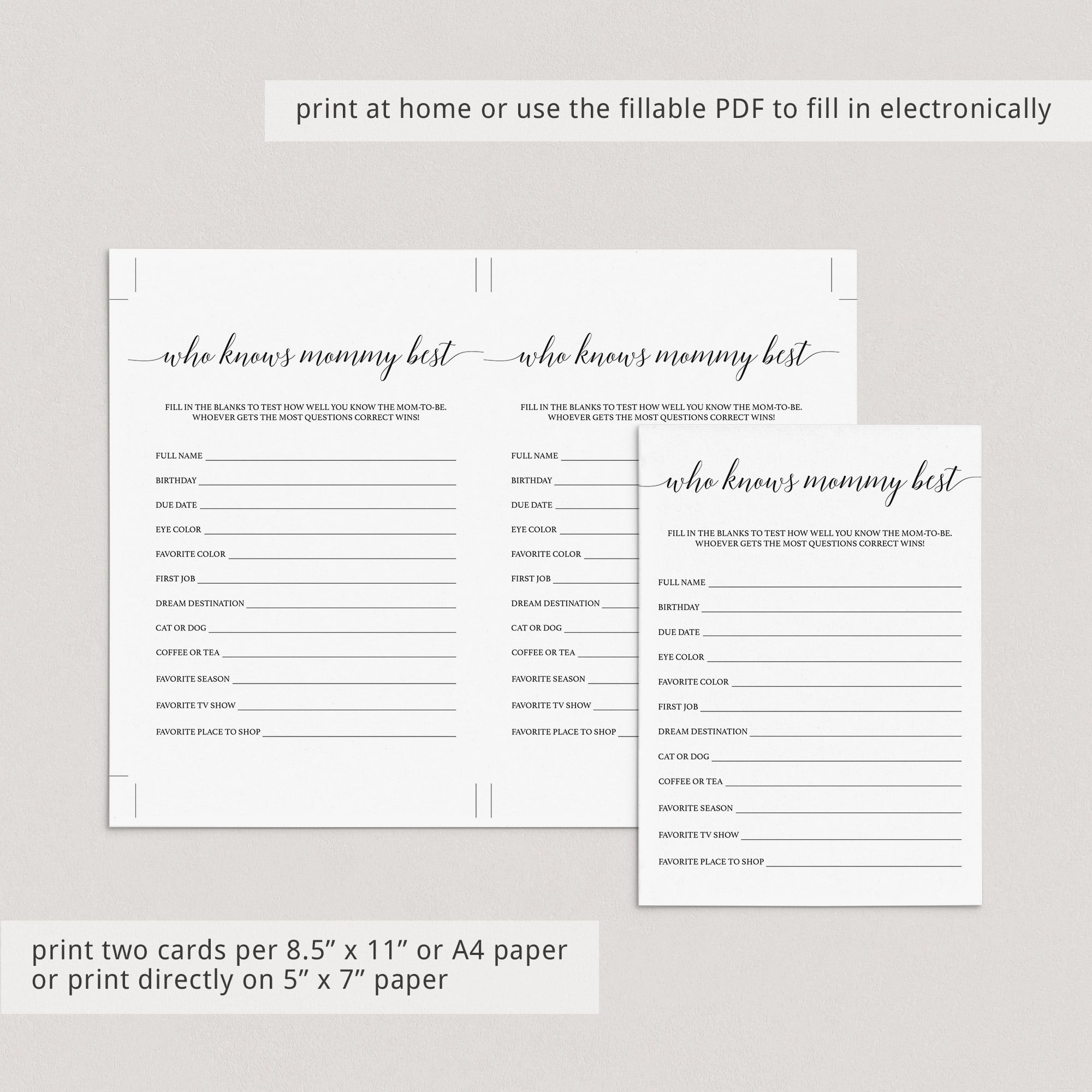 Virtual baby shower mommy quiz Simple baby shower game for zoom by LittleSizzle