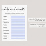 Simple Baby Shower Scrambled Word Game