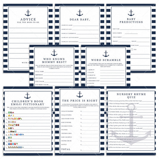 8 Virtual Boy Baby Shower Games Instant Download by LittleSizzle