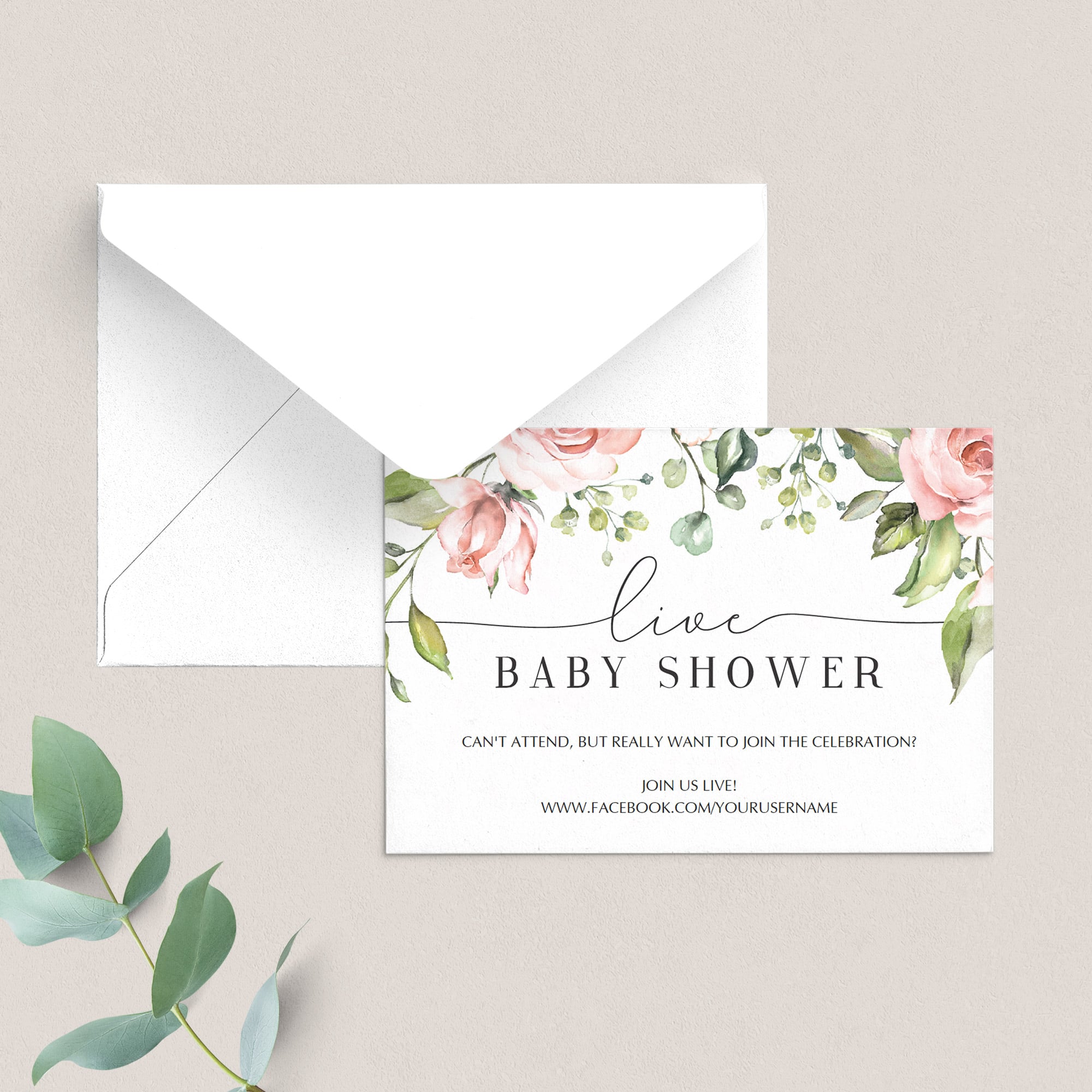 Floral digital baby shower cards by LittleSizzle