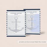 Nautical Baby Shower Game Nursery Rhyme Quiz