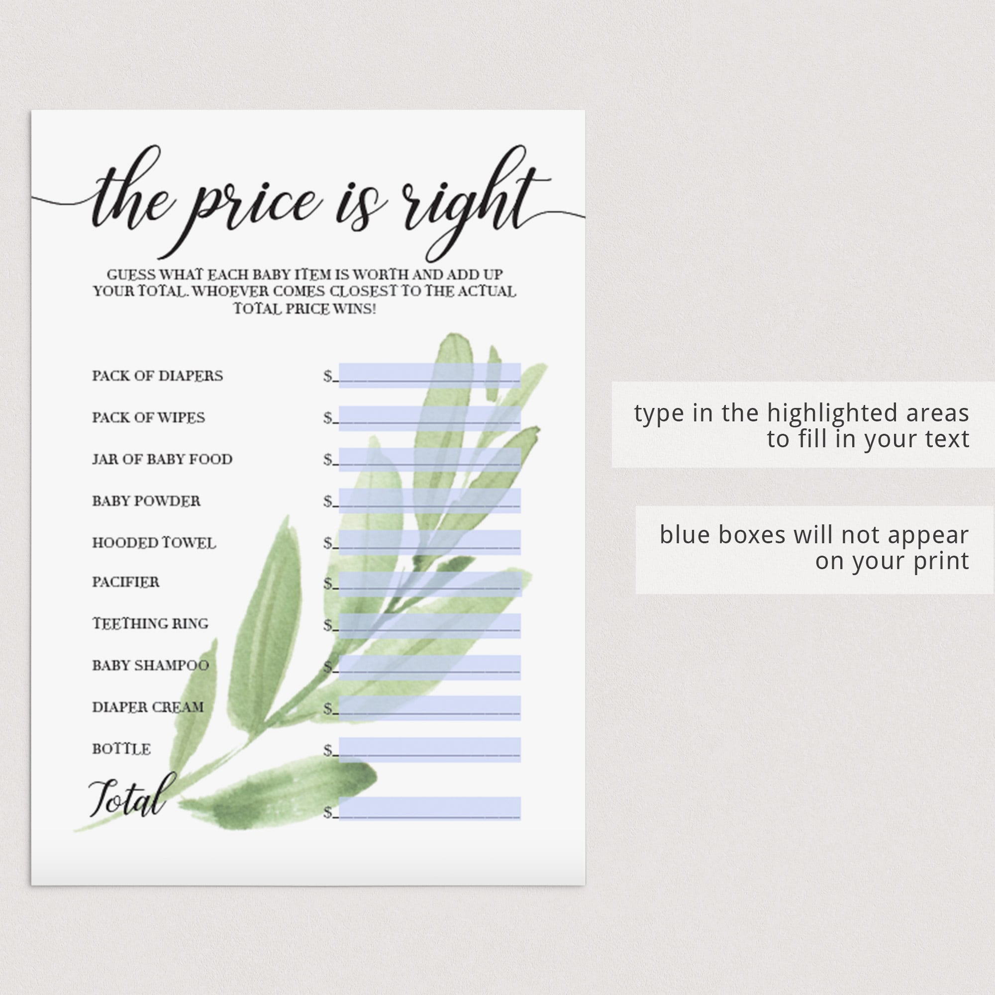 Virtual baby shower the price is right by LittleSizzle