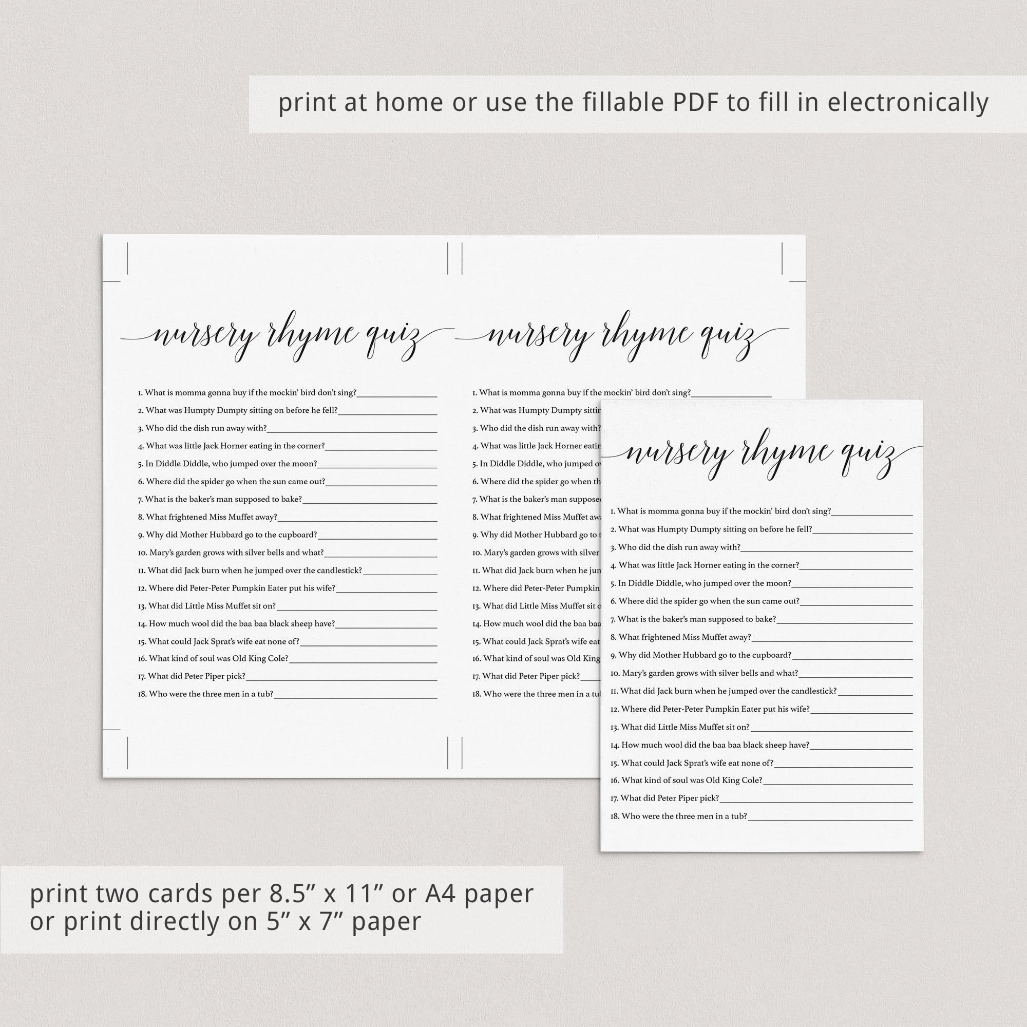 Virtual baby shower game template minimal by LittleSizzle