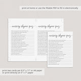 Virtual baby shower game template minimal by LittleSizzle