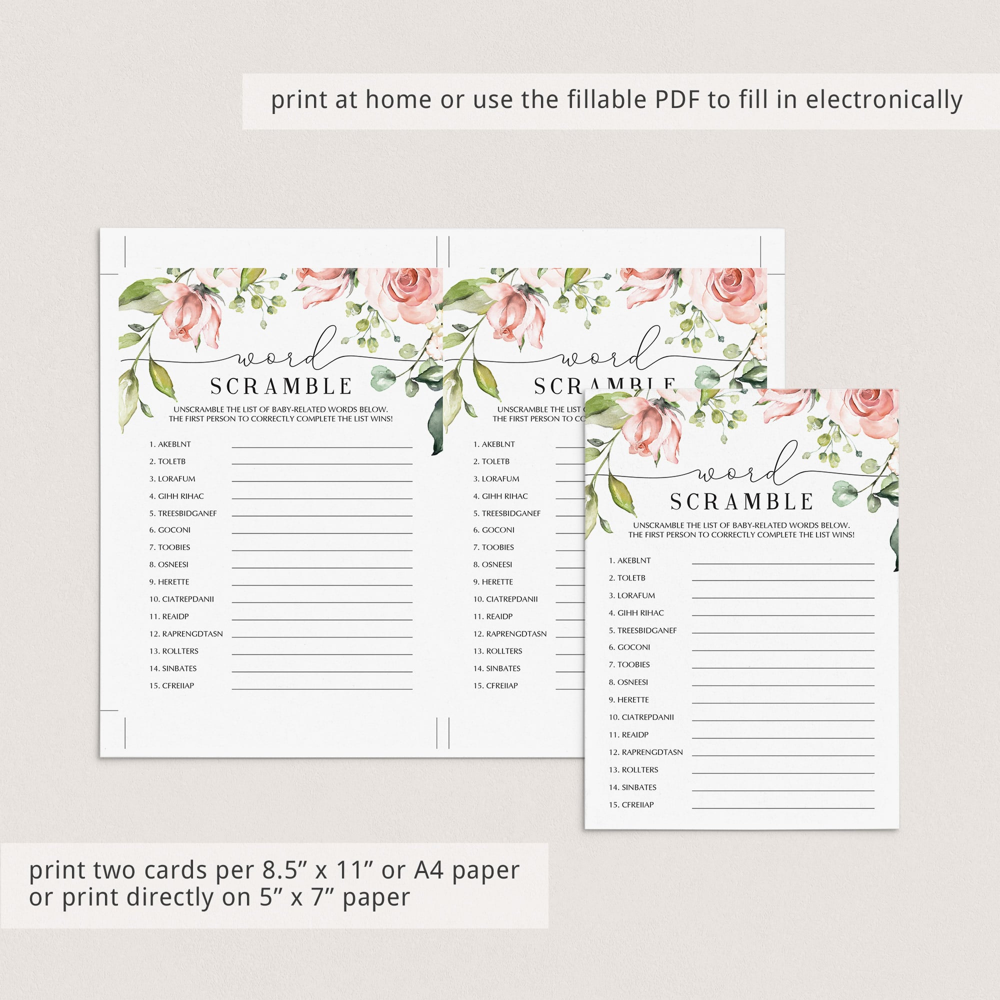 Zoom baby shower games floral theme by LittleSizzle