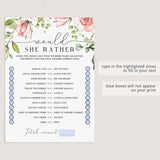 Floral Would She Rather Game for (Zoom) Bridal Showers