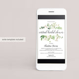 Virtual Bridal Shower Invitation Template Greenery