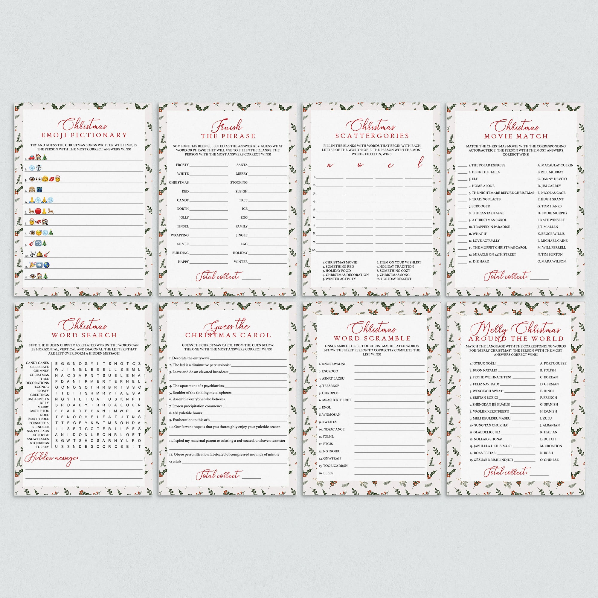 Holiday Party Games Package Instant Download by LittleSizzle