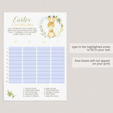 Easter Scattergories Printable & Virtual Digital Files