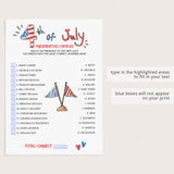 4th of July Game for Adults Presidential Couples