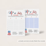 4th of July Scattergories Printable