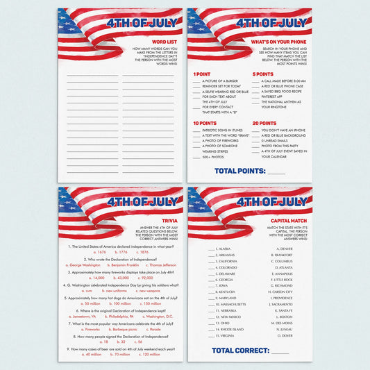 Independence Day Games for Adults Printable by LittleSizzle