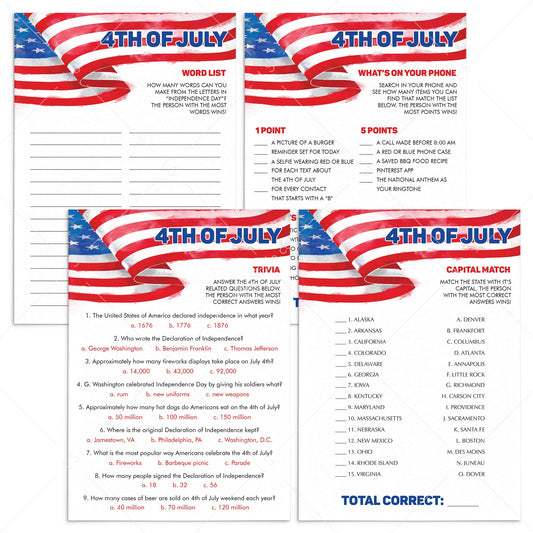 Independence Day Games for Adults Printable by LittleSizzle