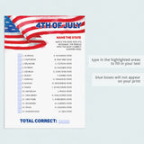 Fourth of July Party Games Bundle Printable & Virtual