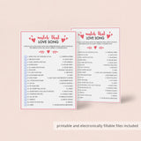 Printable & Virtual Match That Love Song Game Download