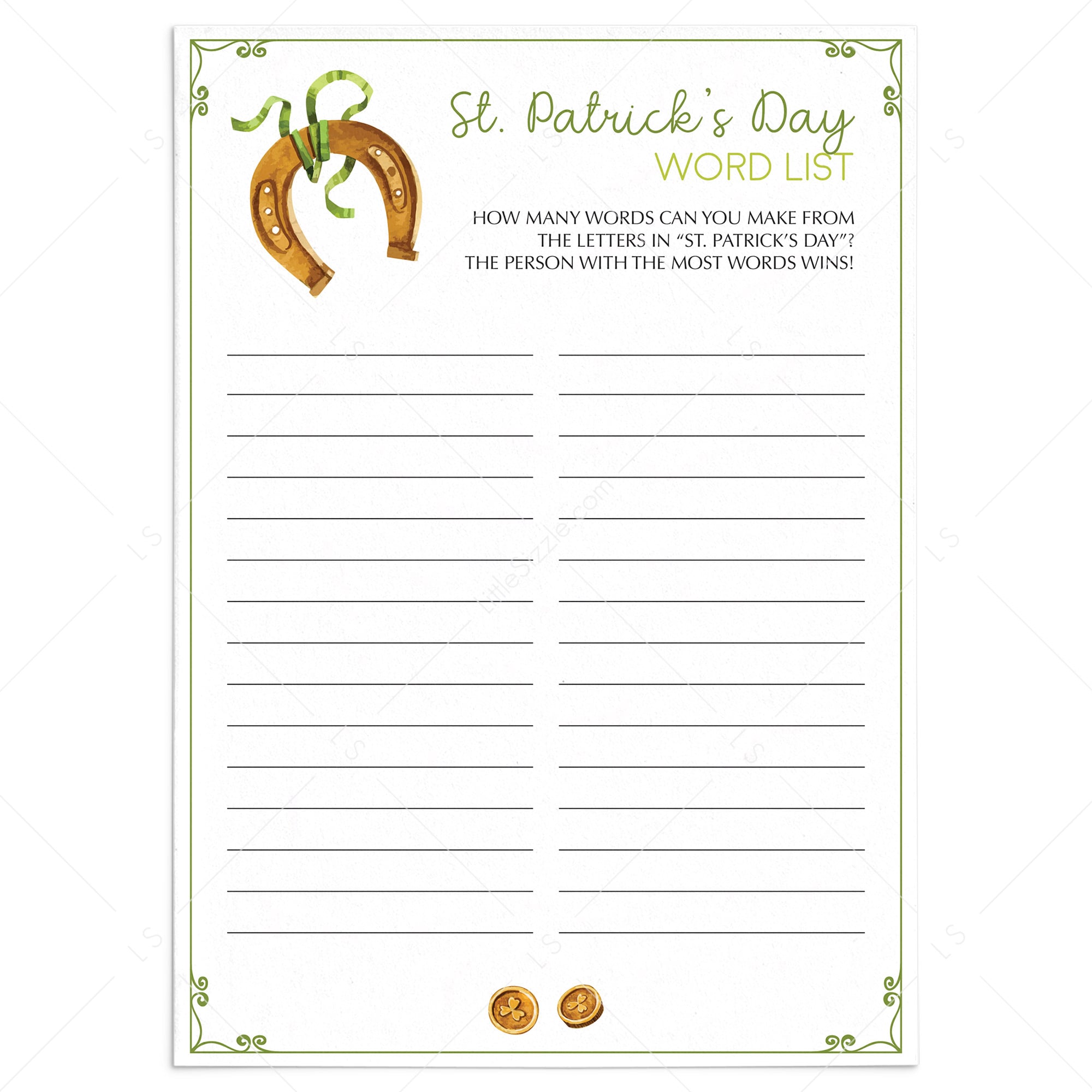 Easy St Patricks Day Game to Print or Play Over Zoom by LittleSizzle