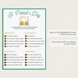 St Patrick's Day Drinking Game Printable