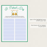 St. Patrick's Day Game Bundle for Family Instant Download
