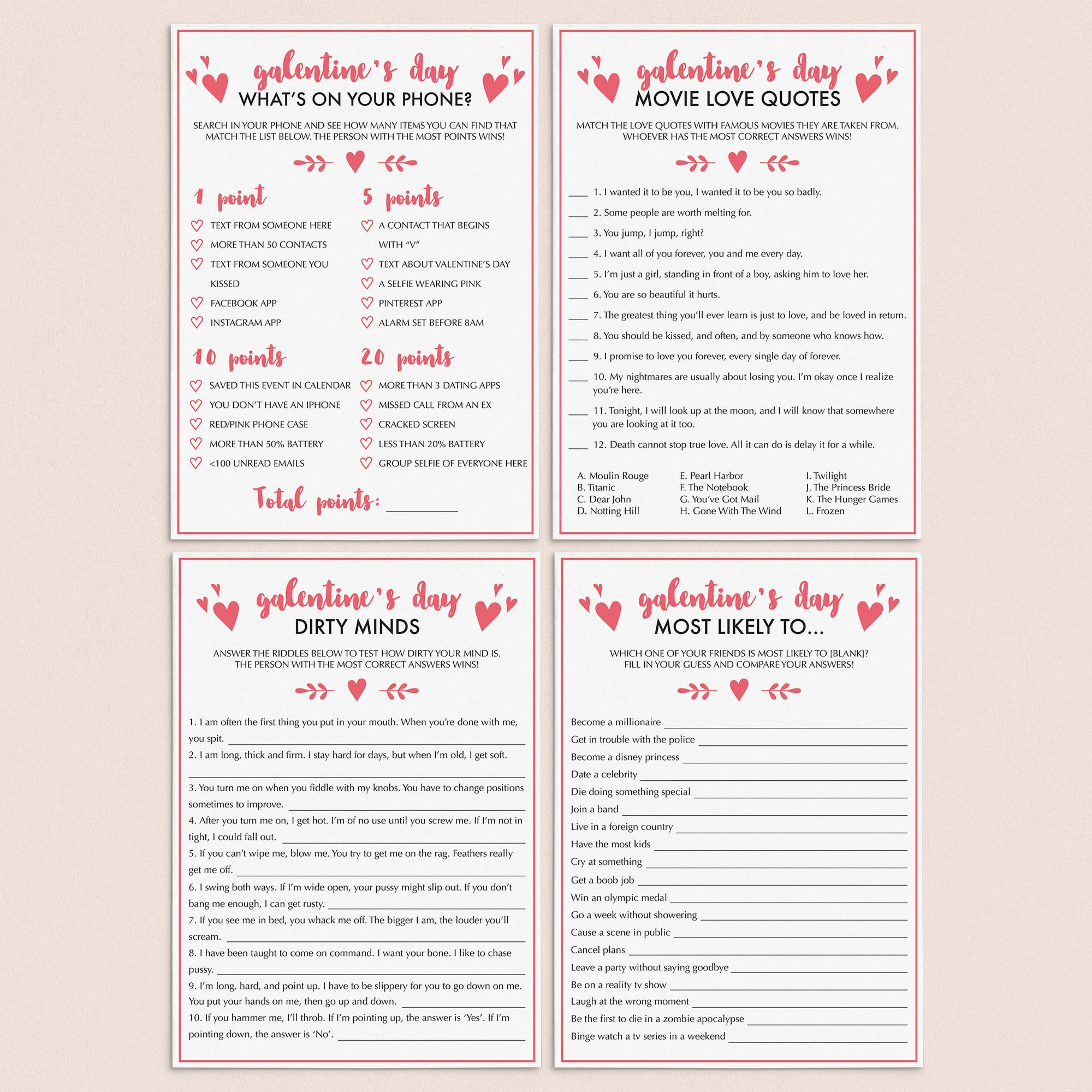 Galentines Day Games Pack Virtual & Printable by LittleSizzle
