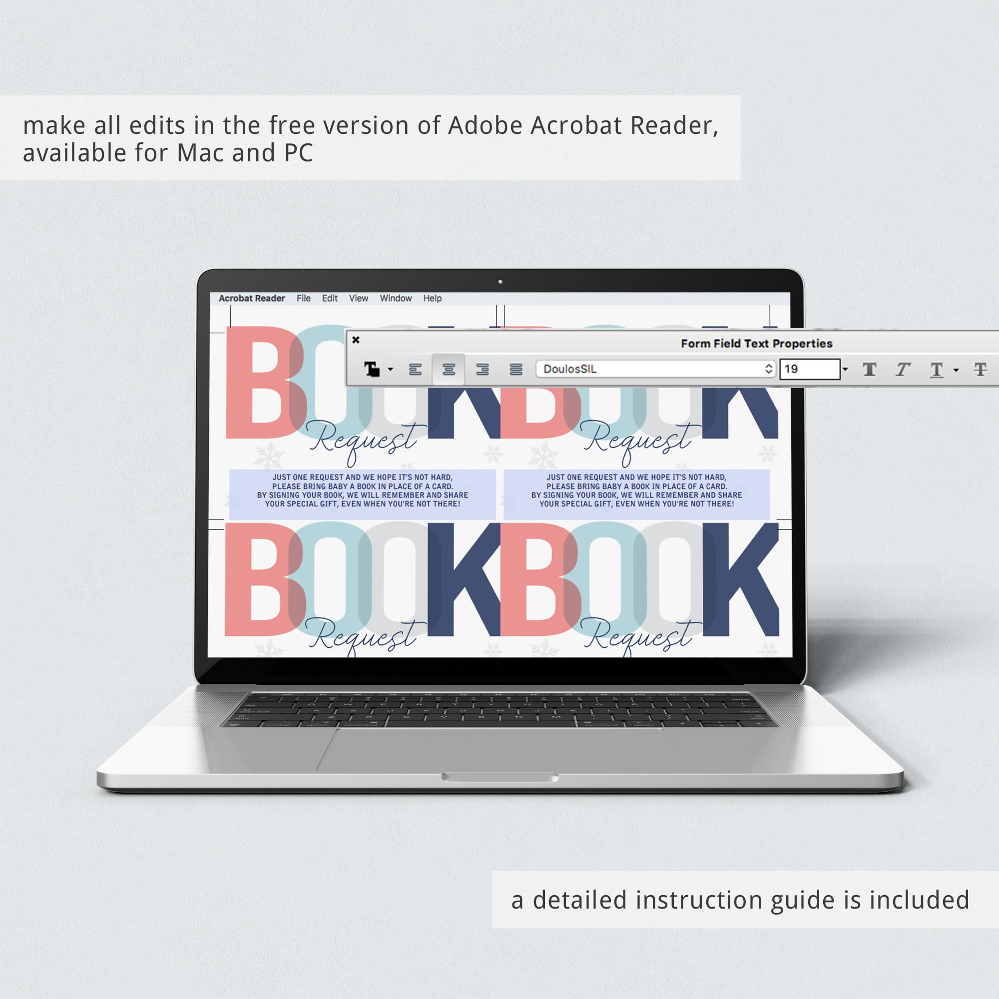 Close-up of winter baby shower bring a book card printable by LittleSizzle