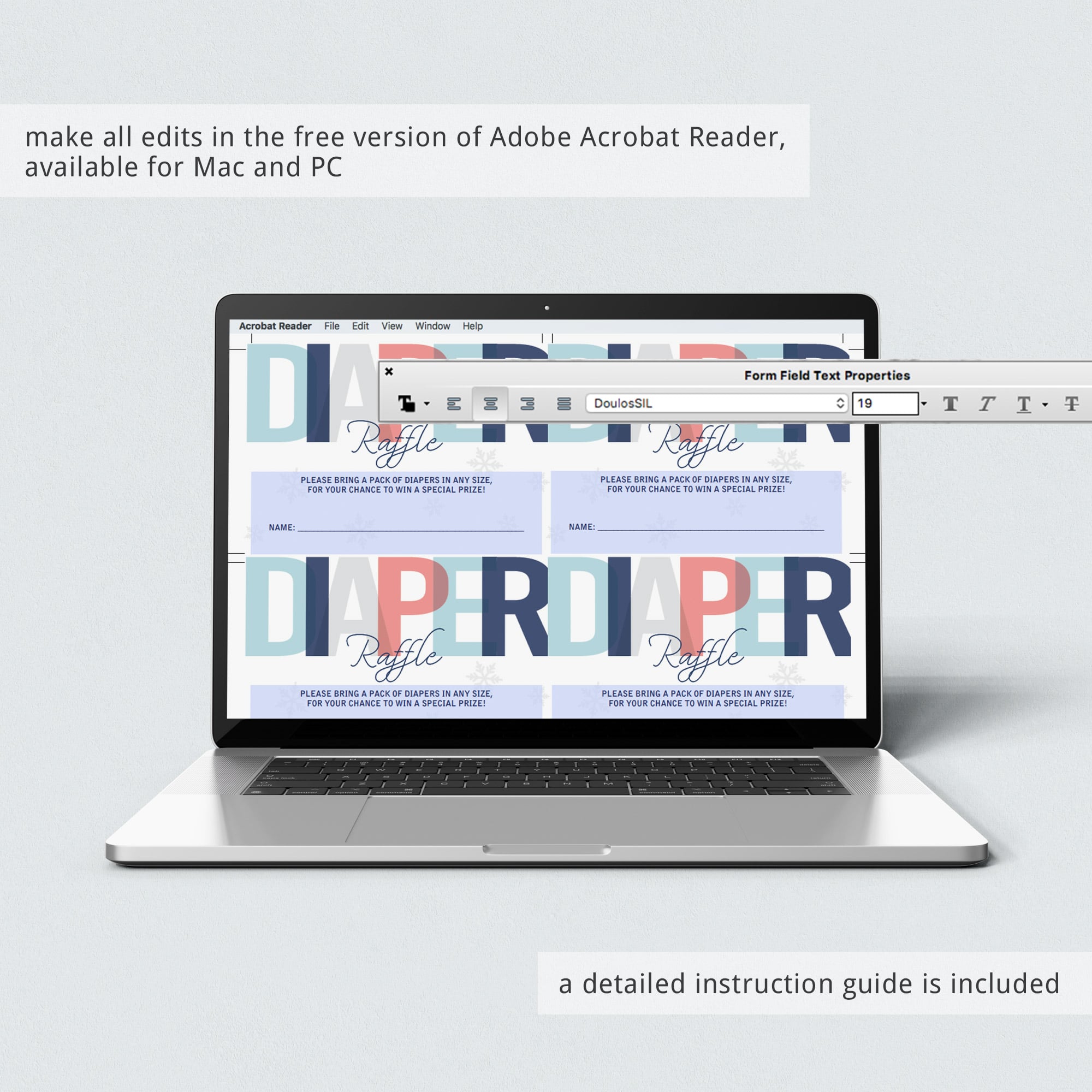 Modern Diaper Raffle Cards PDF Template by LittleSizzle