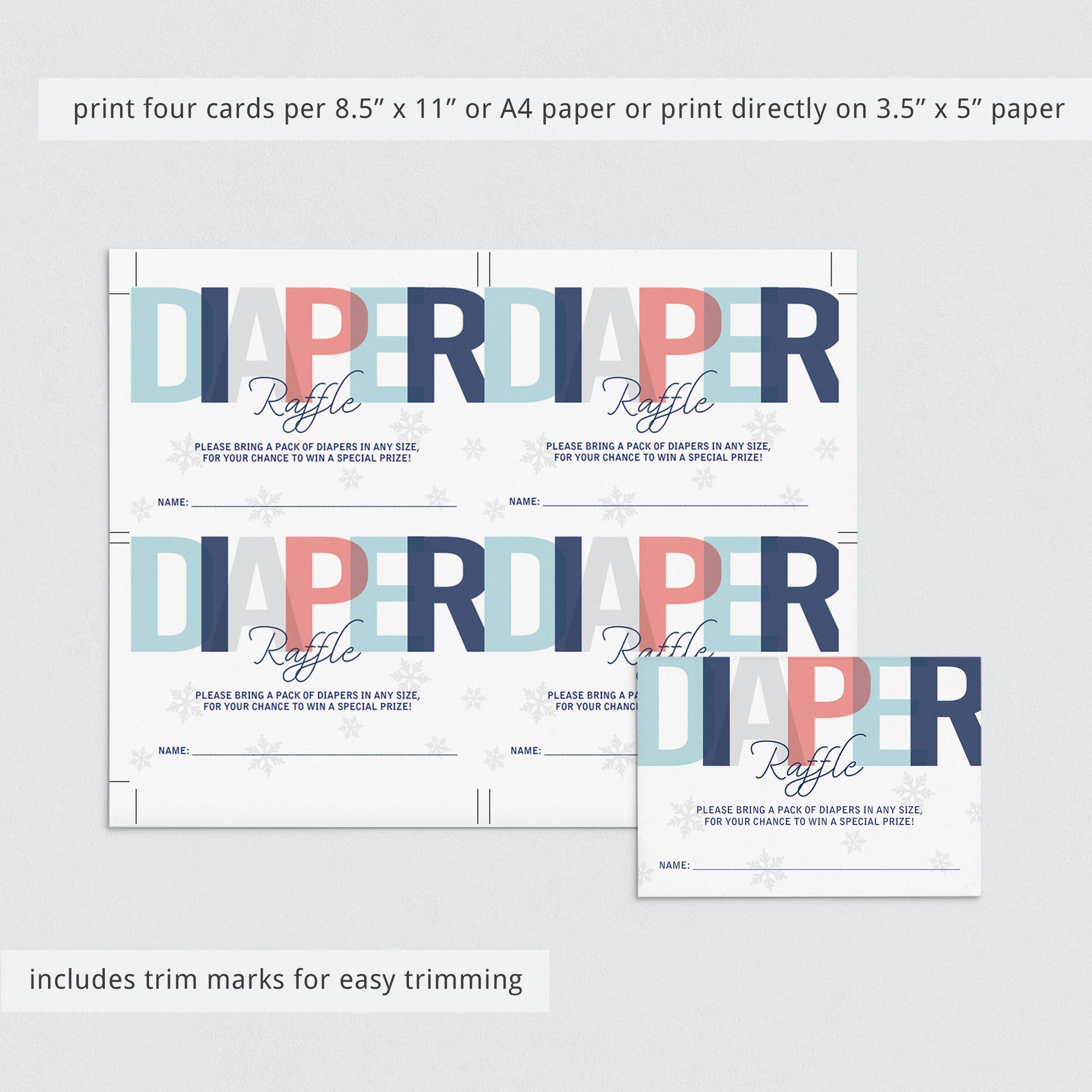 Editable Gender Neutral Baby Shower Diaper Raffle Ticket by LittleSizzle