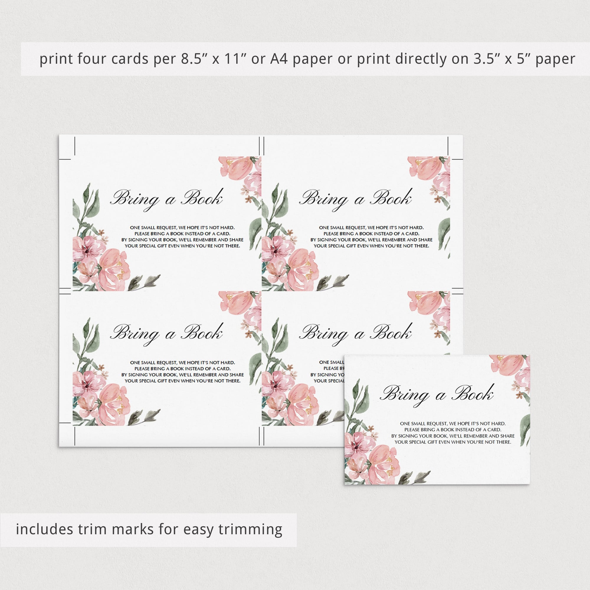 Editable bring a book card printable by LittleSizzle