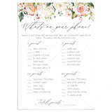 Elegant Bridal Shower Game Whats On Your Phone Printable by LittleSizzle