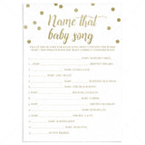 Name that song baby shower game gold confetti by LittleSizzle