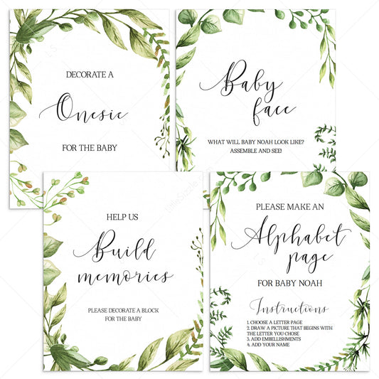 Green leaves baby shower games gender neutral by LittleSizzle