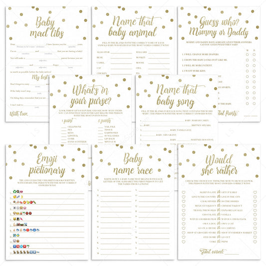 Printable package of 8 baby shower games gender neutral by LittleSizzle