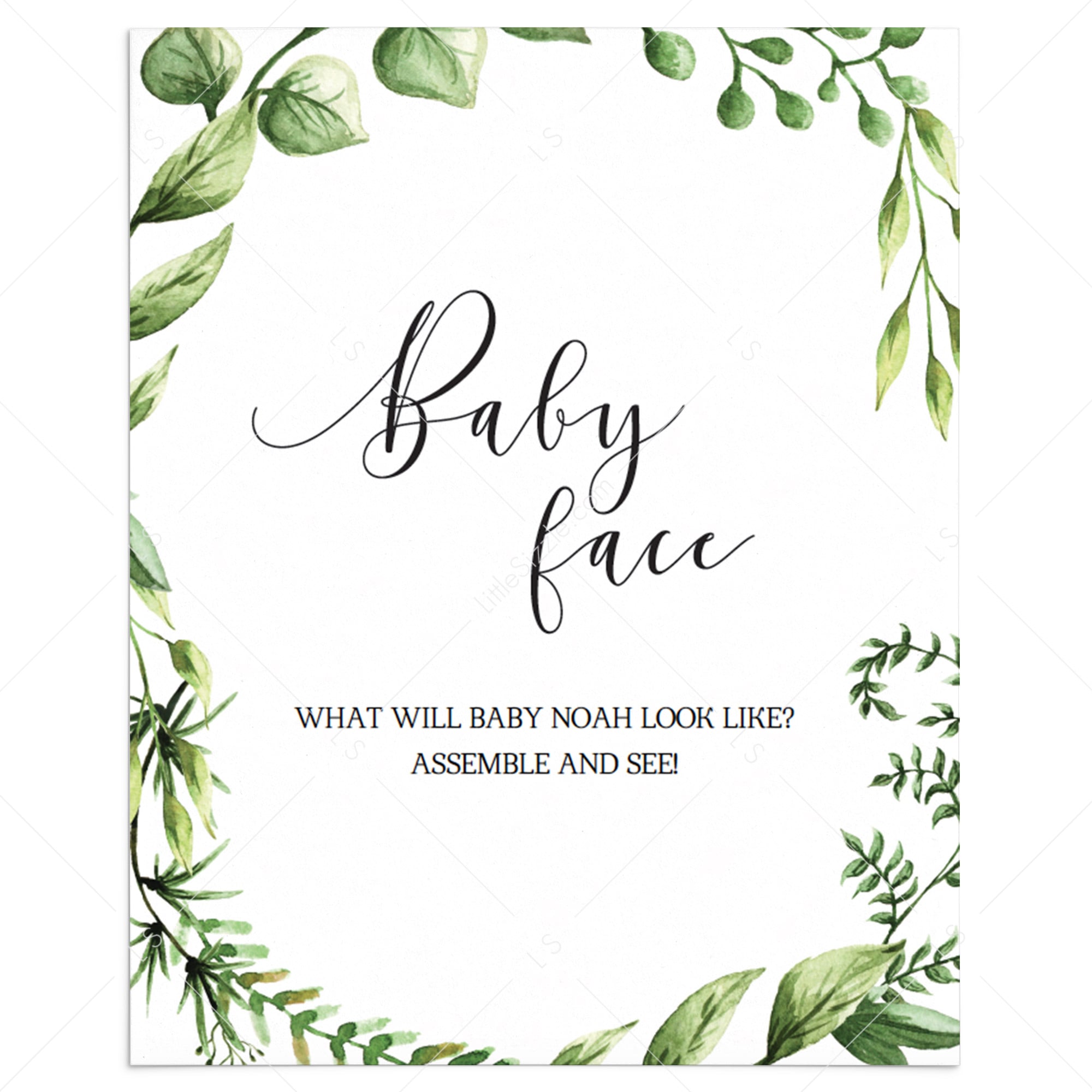 Botanical baby shower games printable sign baby faces by LittleSizzle