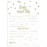 Baby mad libs advice cards for new mom gold by LittleSizzle