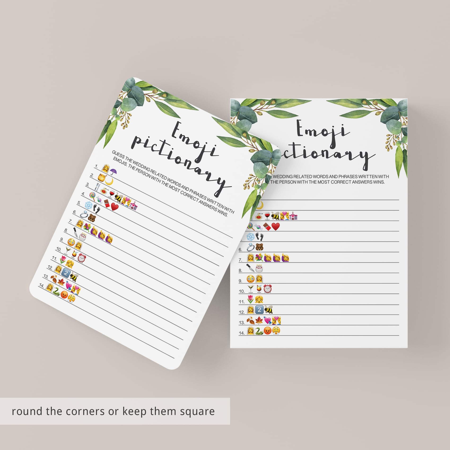botanical bridal shower game templates