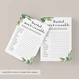 eucalyptus wedding shower games printable