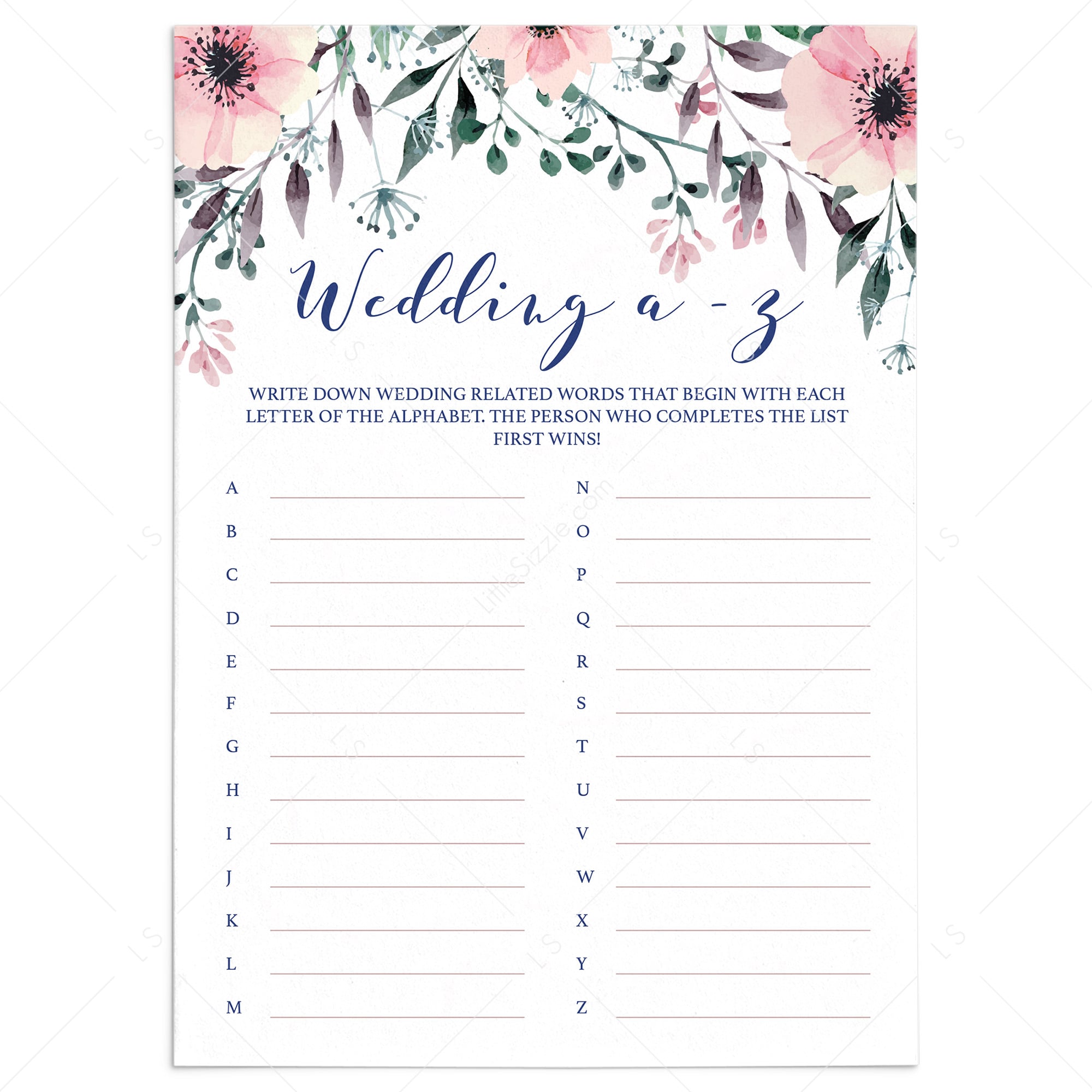 Bohemian Bridal Shower Wedding Alphabet Game Printable by LittleSizzle