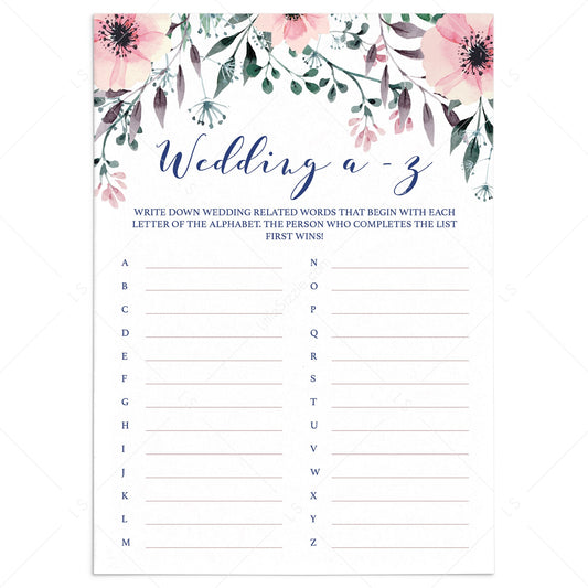 Bohemian Bridal Shower Wedding Alphabet Game Printable by LittleSizzle