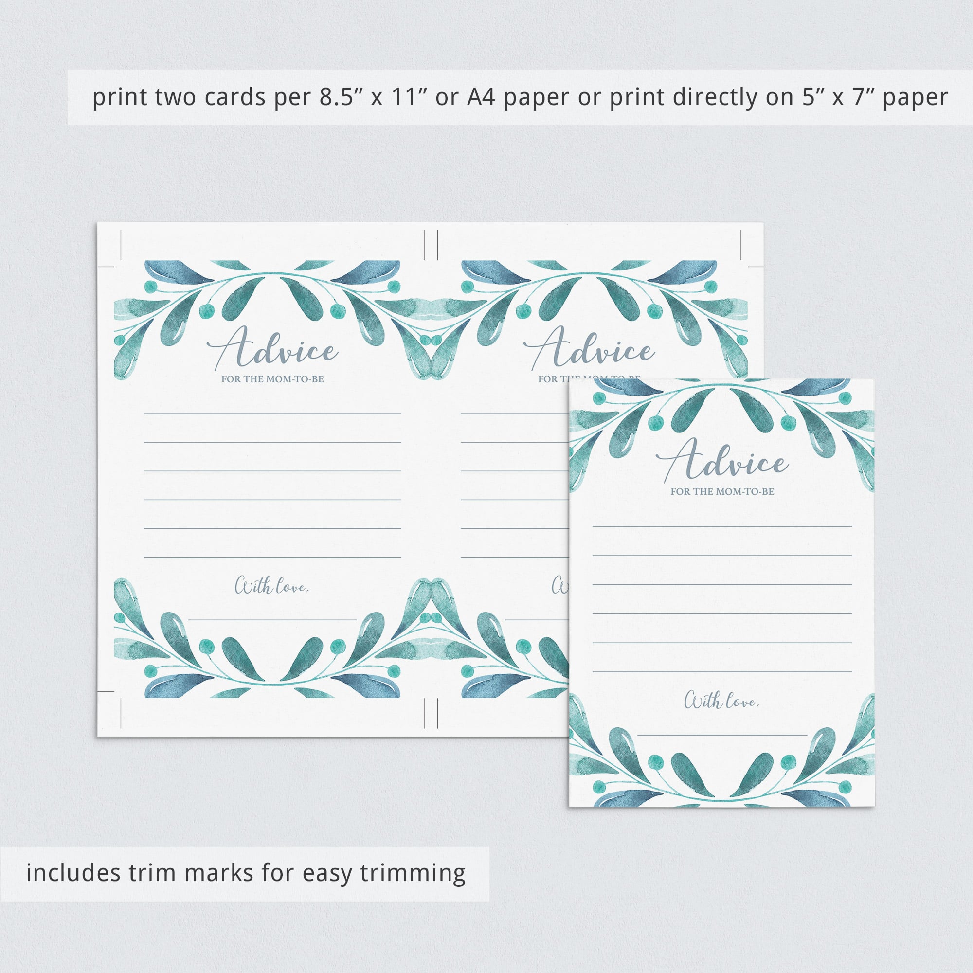 Instant download advice cards for new mom winter theme by LittleSizzle