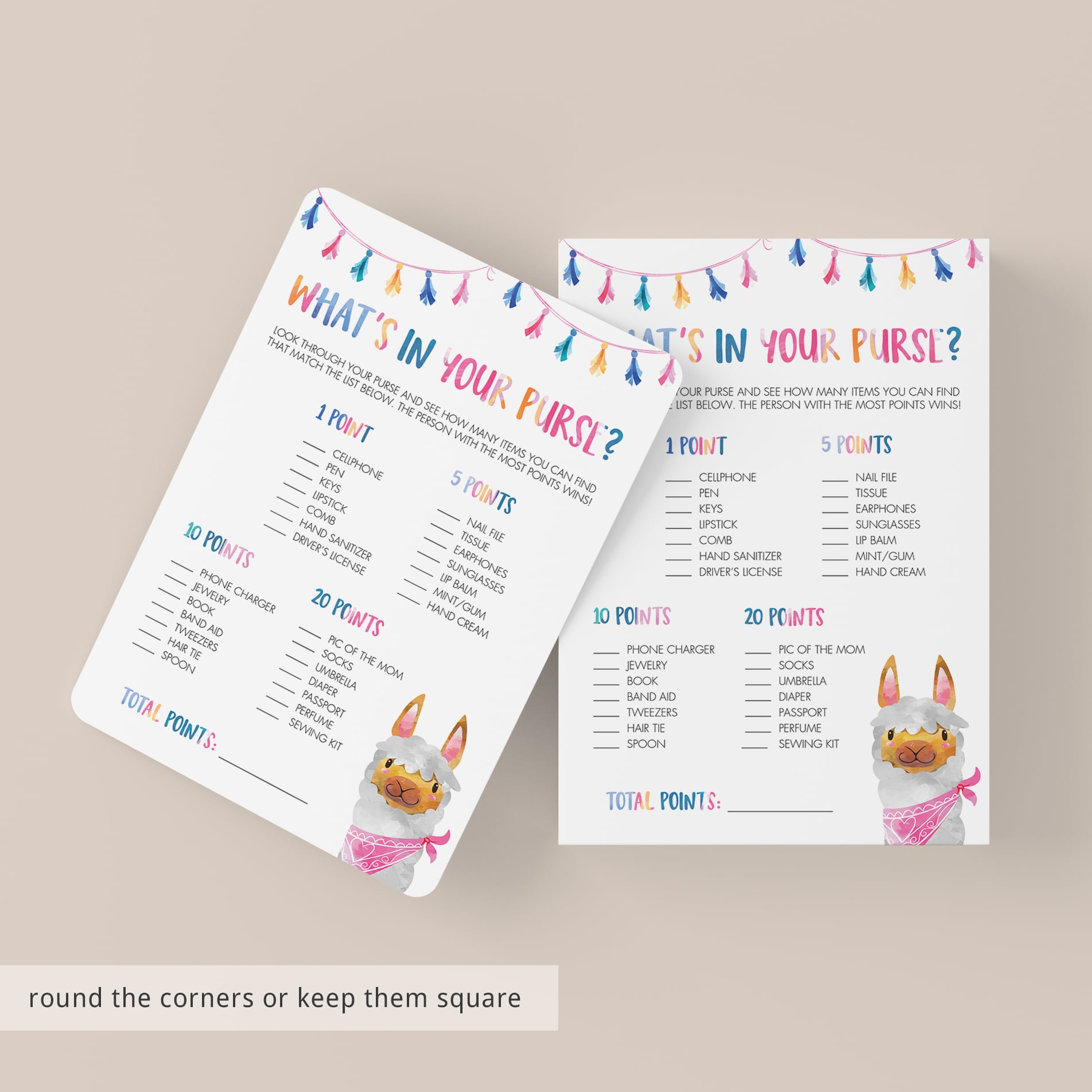 Alpaca baby shower game download by LittleSizzle