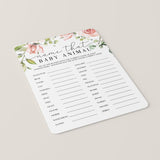 Guess The Baby Animal Baby Shower Game Floral Theme