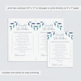 Blue Leaves Baby Shower Game Would She Rather Printable