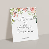 Blush Floral Birthday Welcome Sign Template
