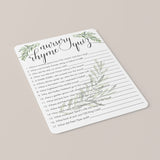 Baby Nursery Rhyme Quiz Printable Green Leaves