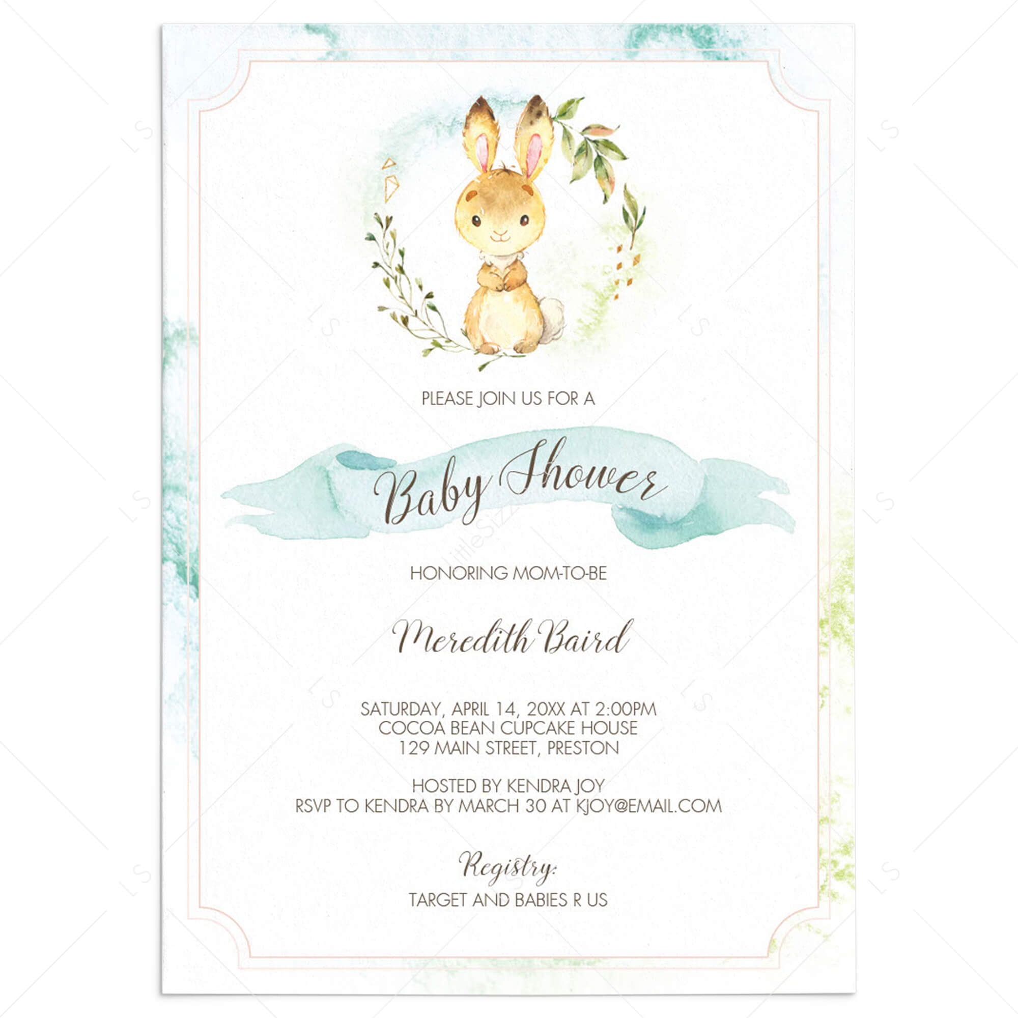 Peter Rabbit Baby Shower Invitation