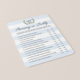 Elephant Theme Baby Shower Mommy or Daddy Quiz Template